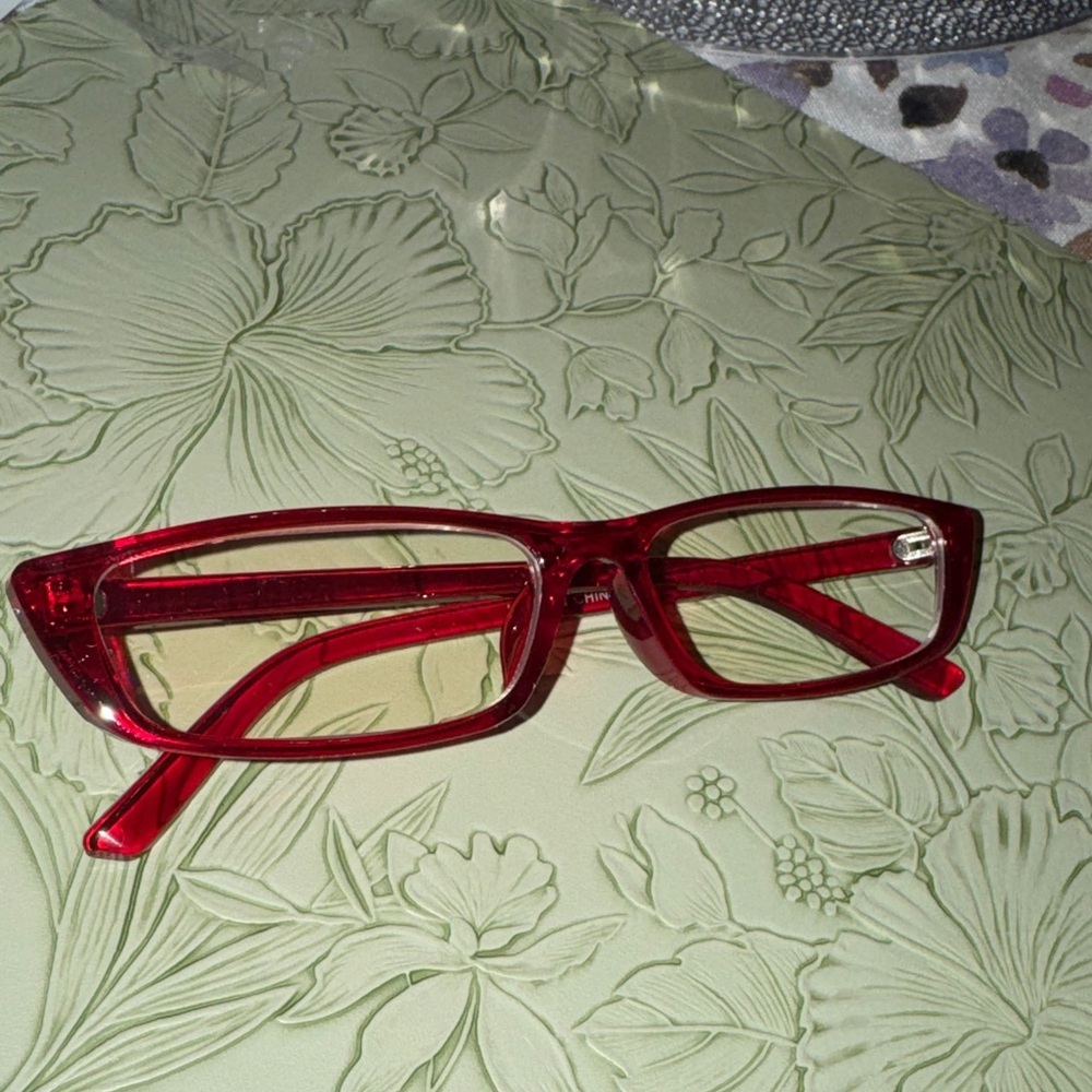 Red Rectangular Retro Eyeglasses